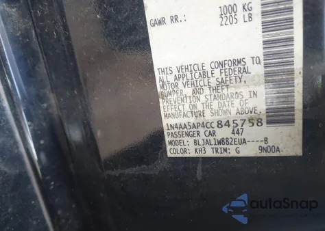 2012 Nissan Maxima 3.5 Sv z USA, uszkodzony, nr VIN 1N4AA5AP4CC845758